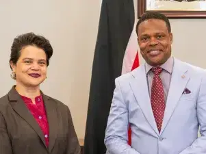 ACS Secretary-General Espinoza with Trinidad and Tobago Foreign and CARICOM Affairs Minister Dr Amery Browne